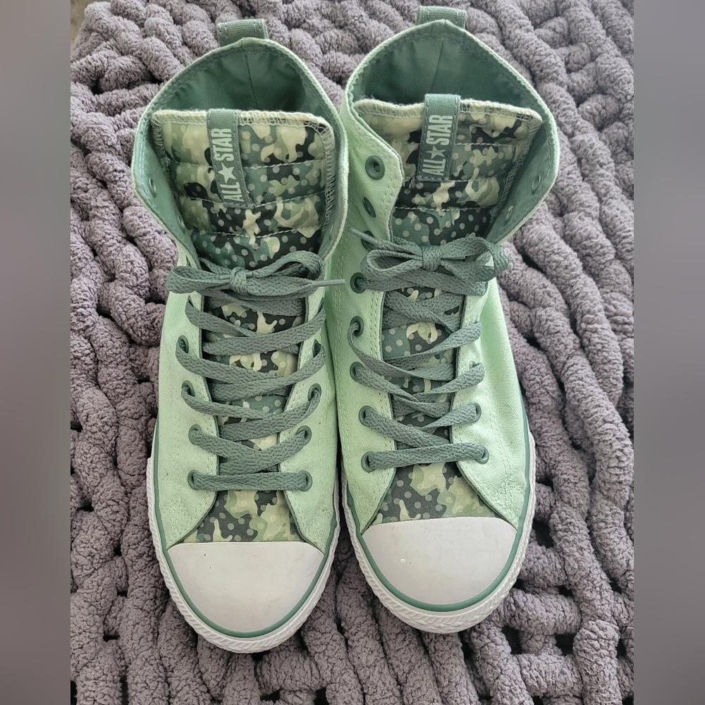 Gently Used Converse All Star Green Camo High Tops